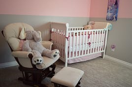 a white baby crib