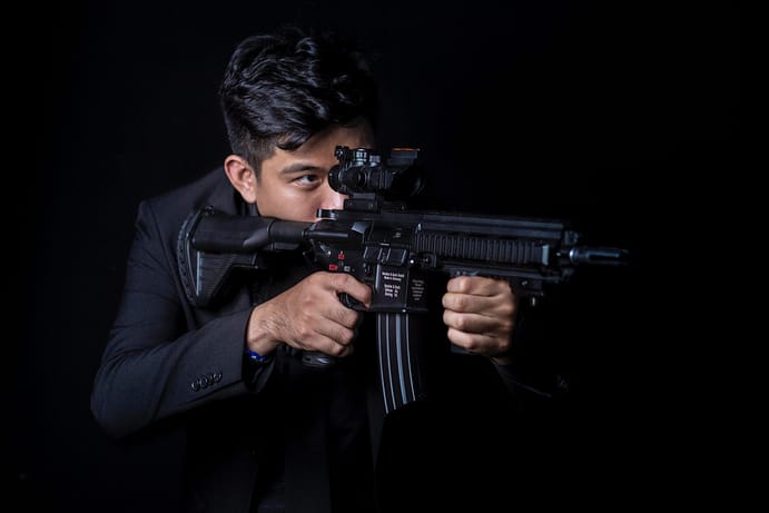 a person with a rifle